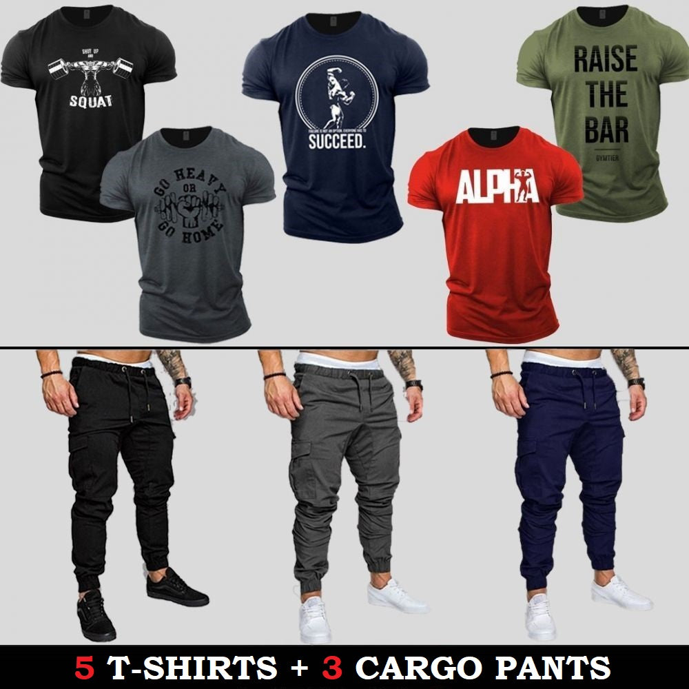 5 تيشرتات + 3 سراويل كارجو