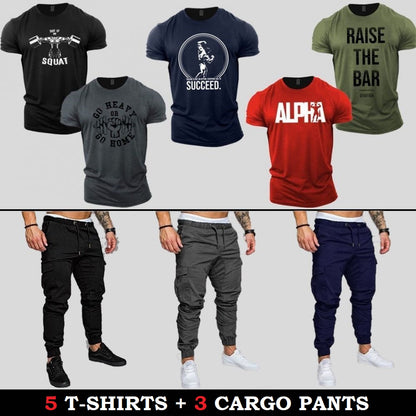 5 تيشرتات + 3 سراويل كارجو