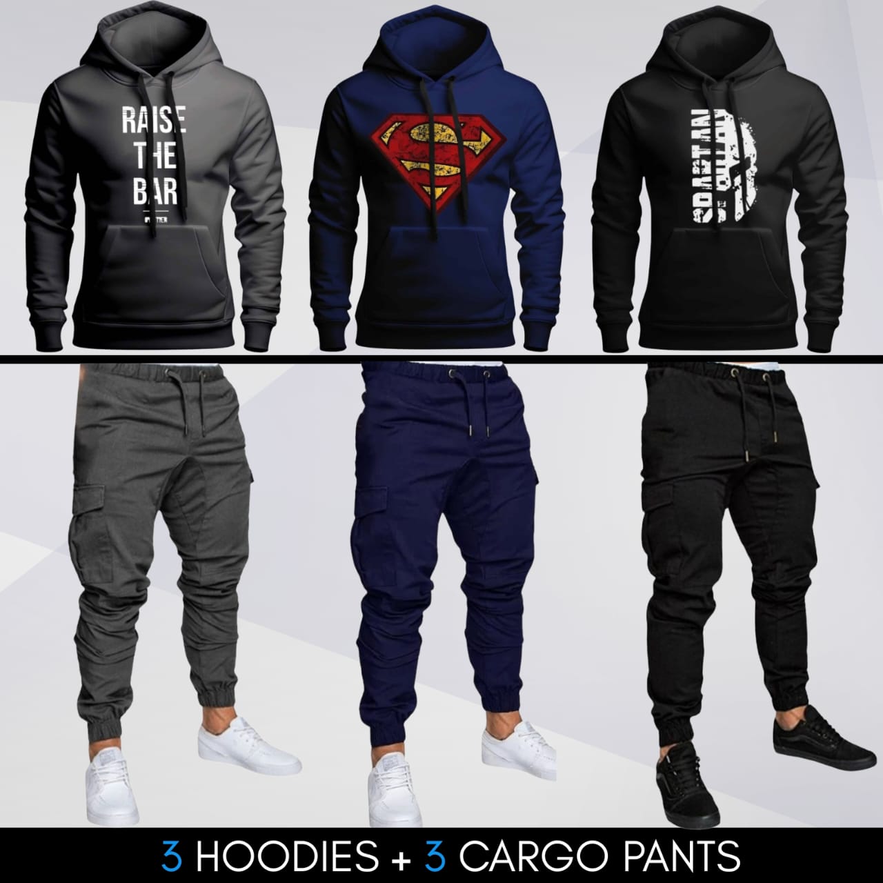 3 هوديز + 3 سراويل كارجو