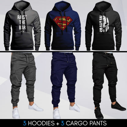 3 هوديز + 3 سراويل كارجو