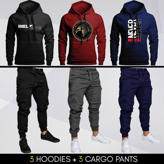 3 Hoodies + 3 Cargo Pants